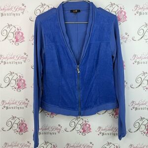 Yest sweater zip up cardigan Women's Royal Blue purple soft Blazer